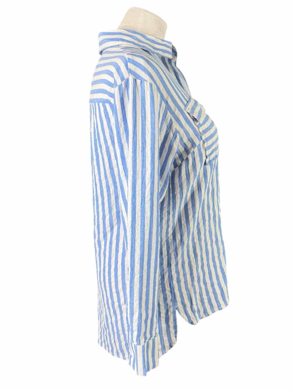 Boutique RSWO Blue & White Stripe Long Sleeve Button Down - Size Small - Picture 5 of 16